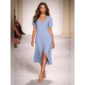 Manydress Light Blue Dress Top with V-Back Detail